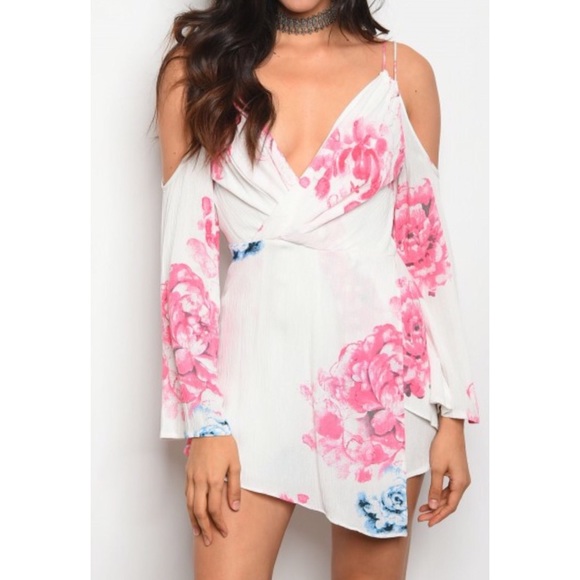 Pants - Floral Cold Shoulder Romper